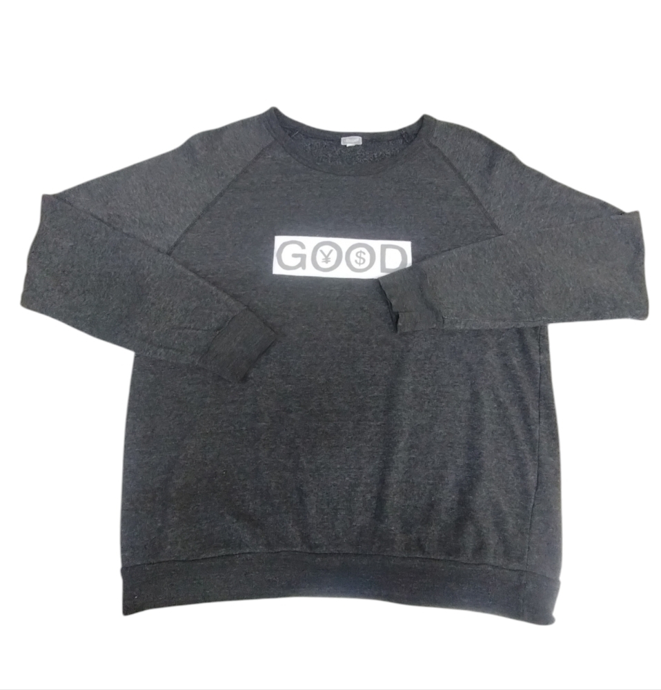YOKISHOP Women's Good Logo Crew Fleece Sweatshirt size L Streetwear Quiet Luxury